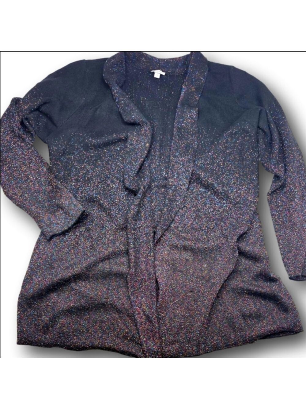 Women's Avenue Black Multicolor Glitter Cardigan Plus Size 18/20